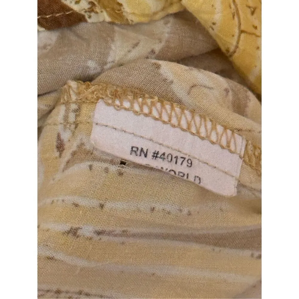 Jams World Yellow and Tan Palm Print Baby Doll Dress XS - Image 4