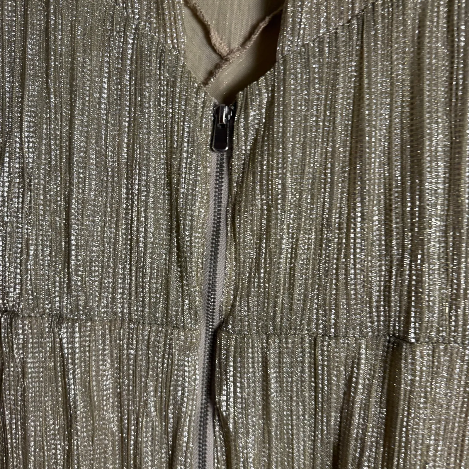 Saylor Saydee Platinum Pleated Long Sleeve Ruched Cocktail Party Mini Dress M - Image 15