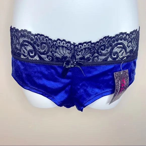 Oh la la Cheri Blue and‎ Black Satin and Lace Lingerie Set Size undefined - Image 9