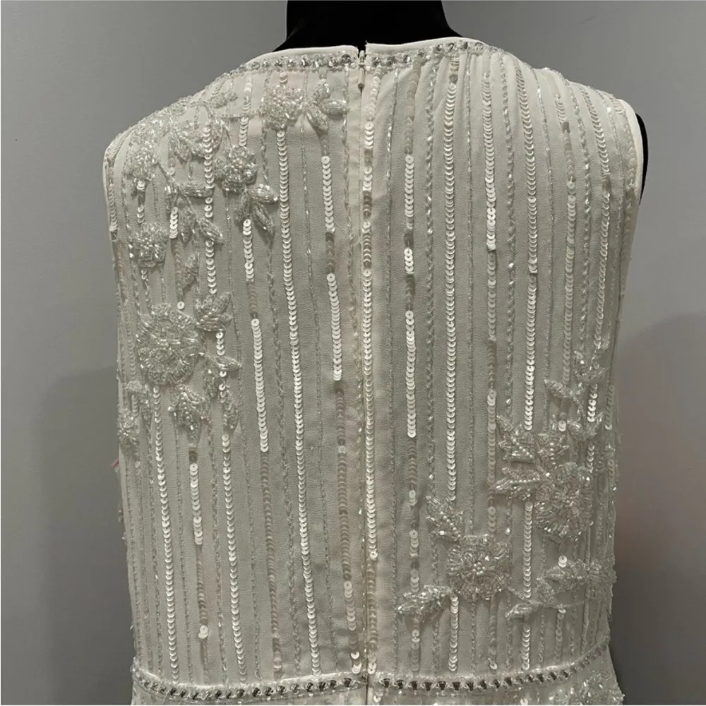 Mac Duggal 93592 Striped Floral Embellished Sequin Sleeveless Dress 16 - Image 6