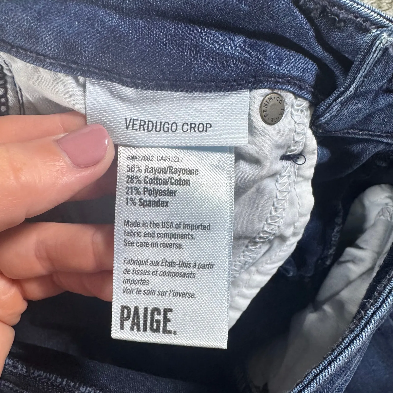 PAIGE Denim Jeans Verdugo Crop Women's 26 Blue - Image 8