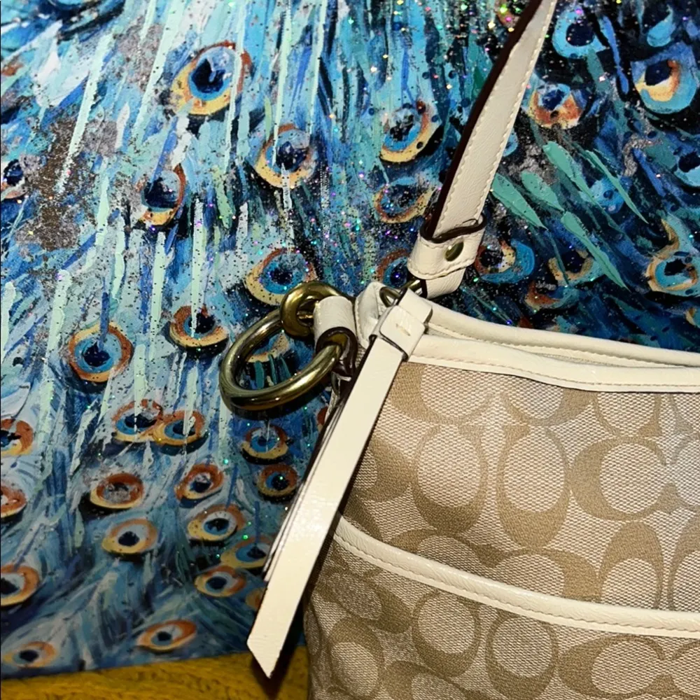 Coach Beige Signature Monogram Coated Canvas Crossbody/ Shoulder Bag - Image 2