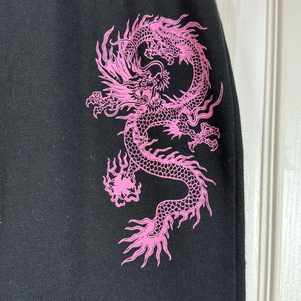 Adika Black Sweatpants Joggers Dragon Pants Size Small EUC #5642 - Image 4