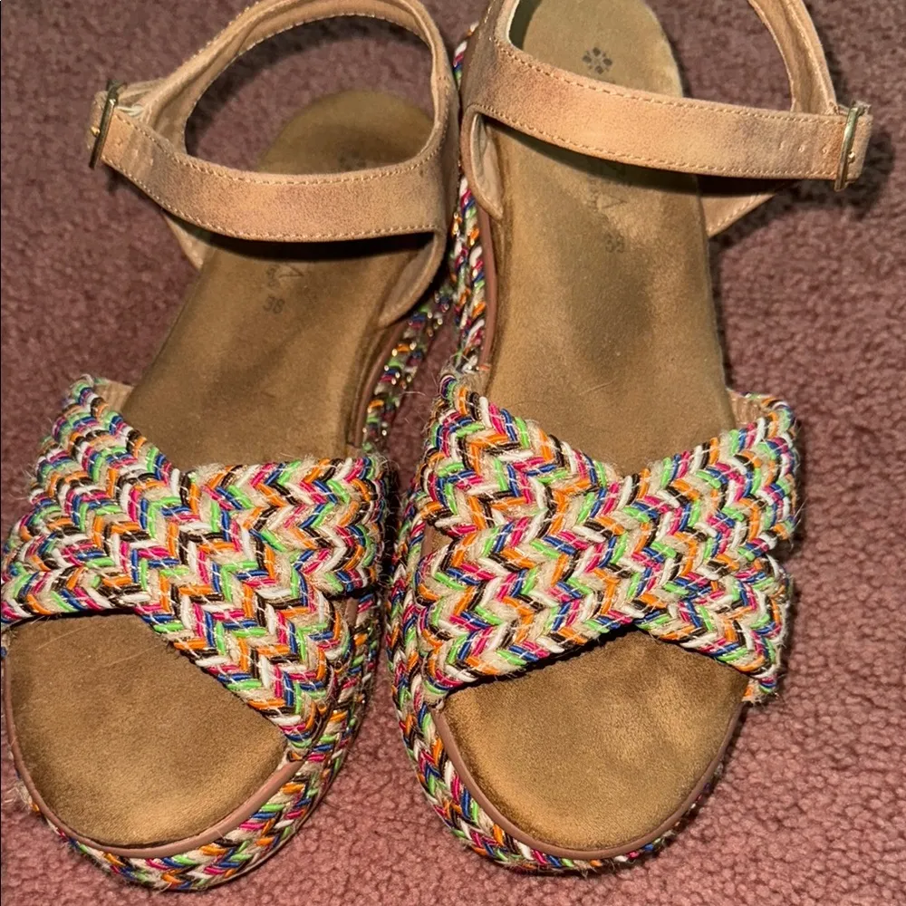 Patrizia by Spring Step Colorful Woven Sandals Tan Size 7 - Image 2