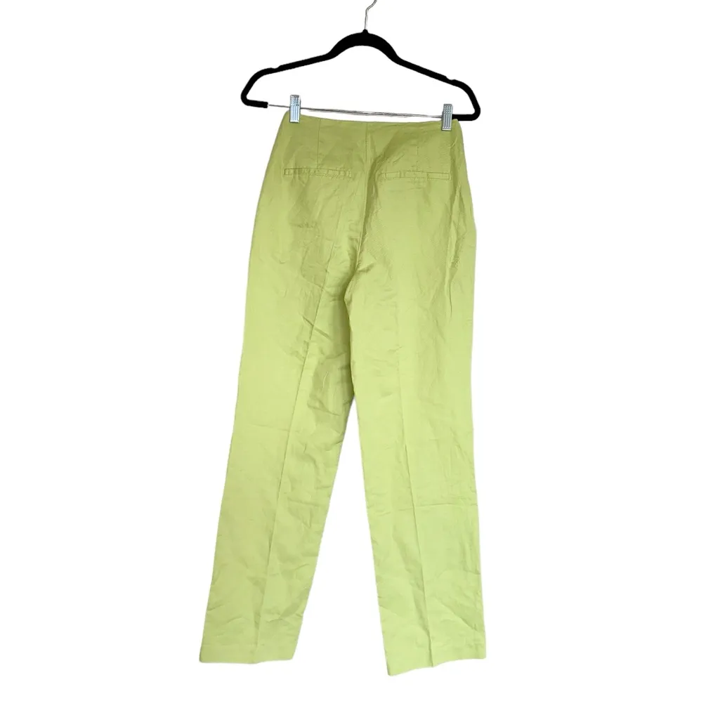 NWT ZARA Lime Green Cotton / Linen Blend Wide Leg Trouser Bloggers Fav XS - Image 4