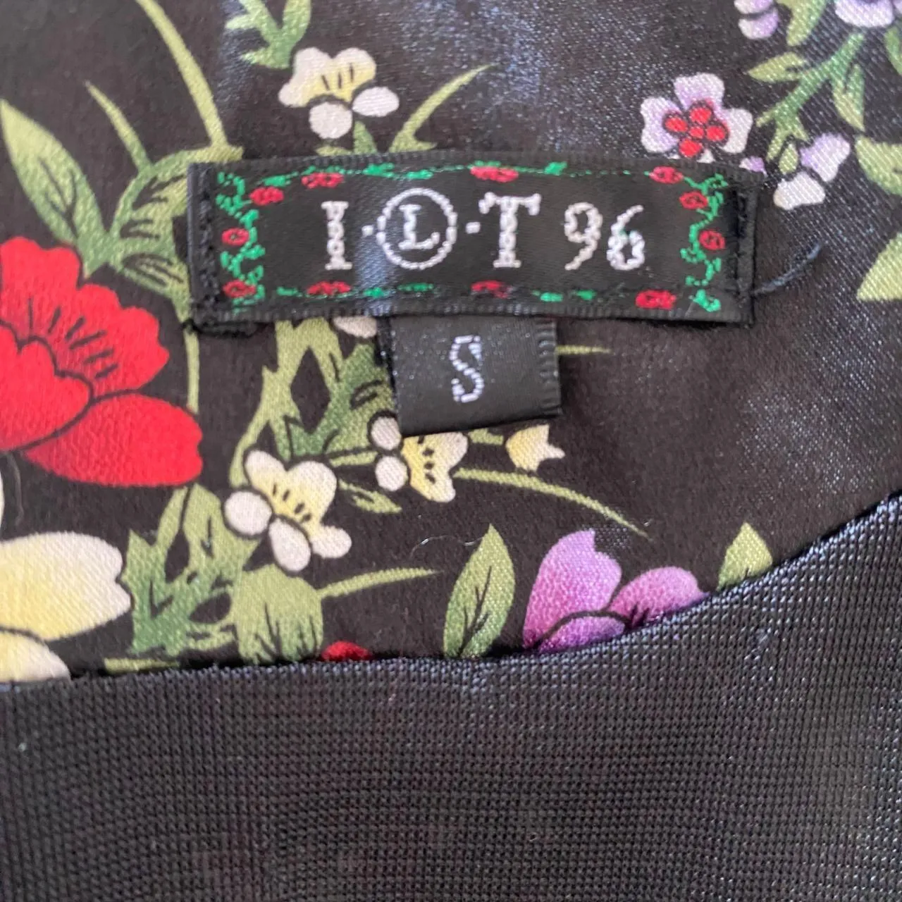 Vintage Colorful Floral Black Shinty Satin Cheongsam Bodycon Midi Dress S - Image 7