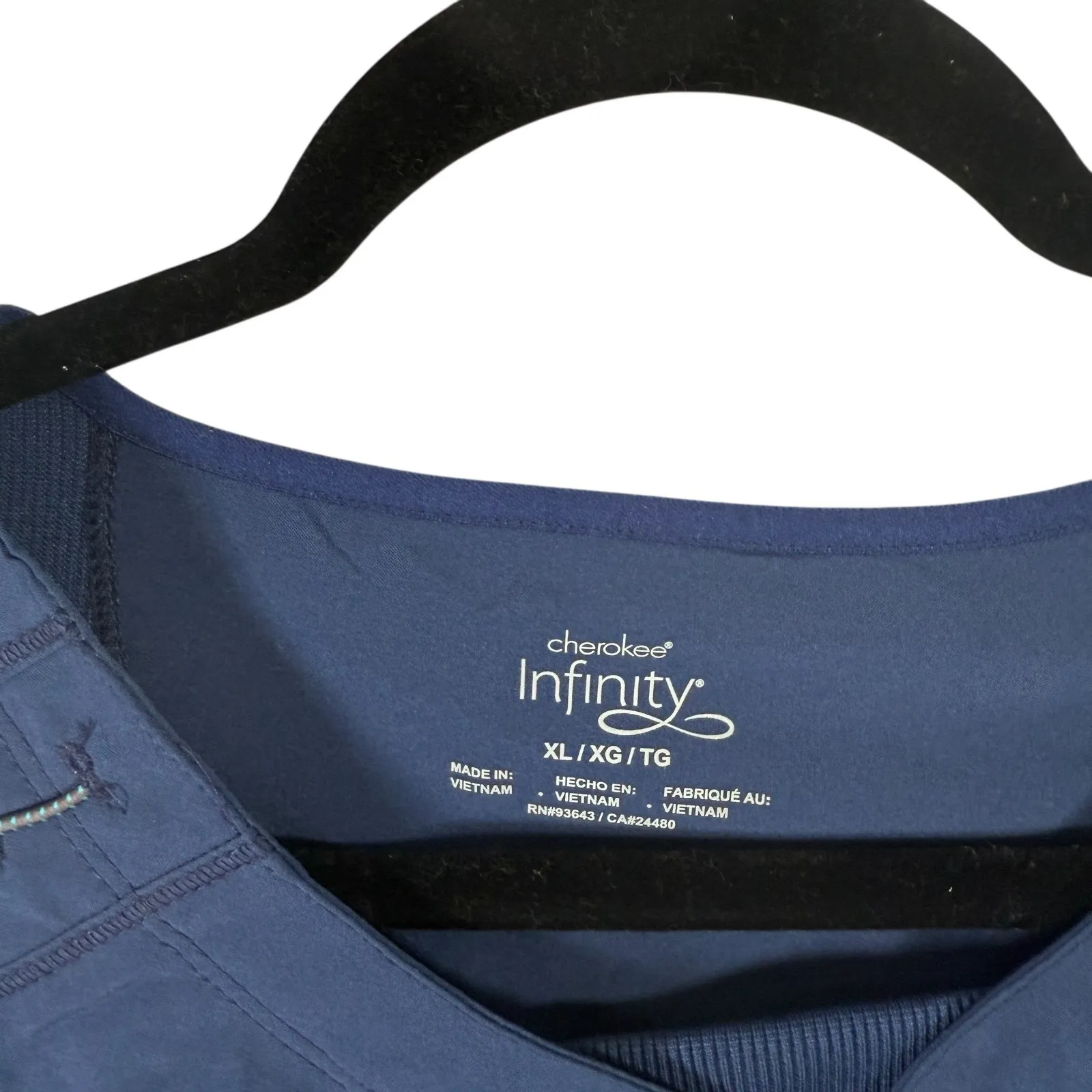 Cherokee Infinity Long Sleeve Scrub Top Navy Blue Medical Doctor Nurse Womens XL - Image 3