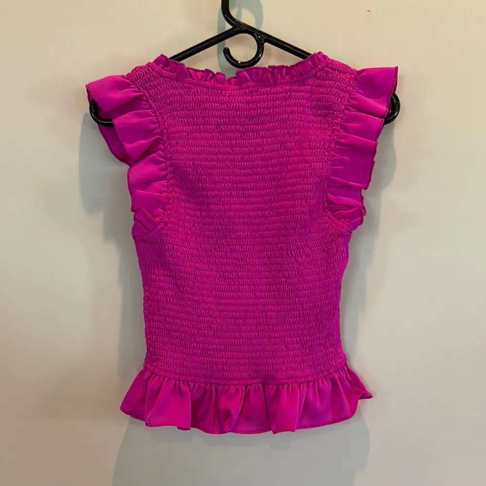 TCEC Pink Smocked Ruffled Cap Sleeve Blouse - Image 6