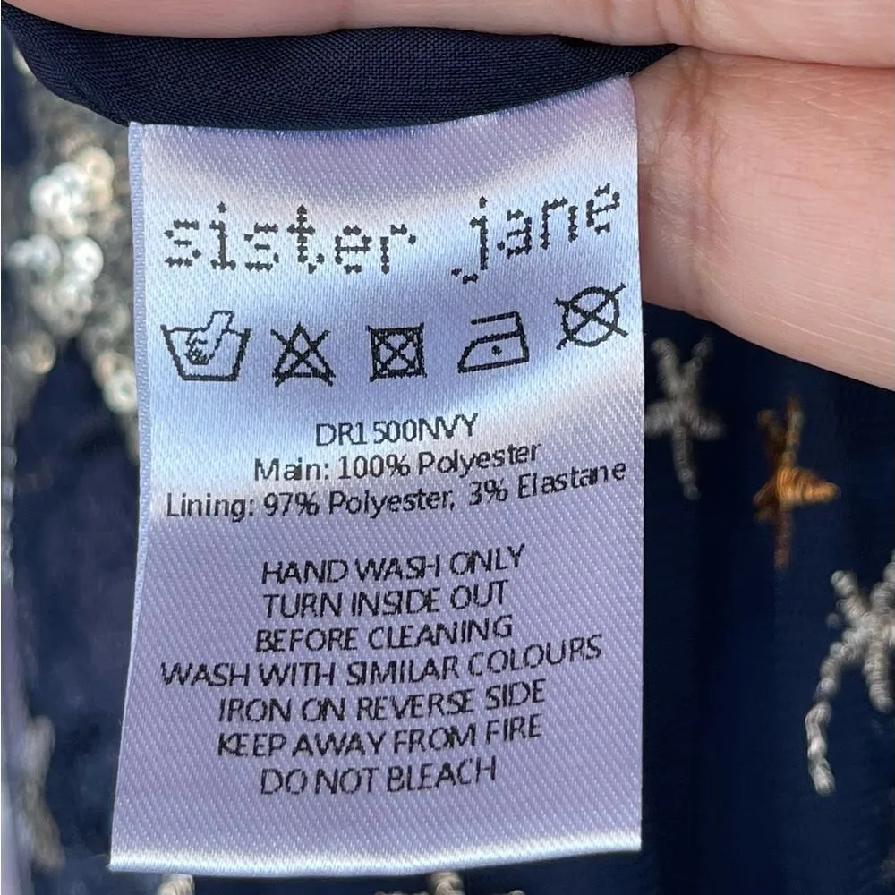 Sister Jane Shooting Star Embroidered Mini Dress Navy and Silver medium Blue - Image 16