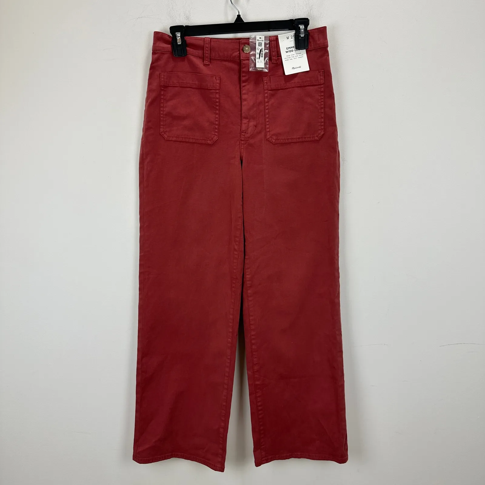 Madewell The Emmett Wide Leg Pant Patch Pocket Antique Rose High Rise US 29 NWT - Image 7