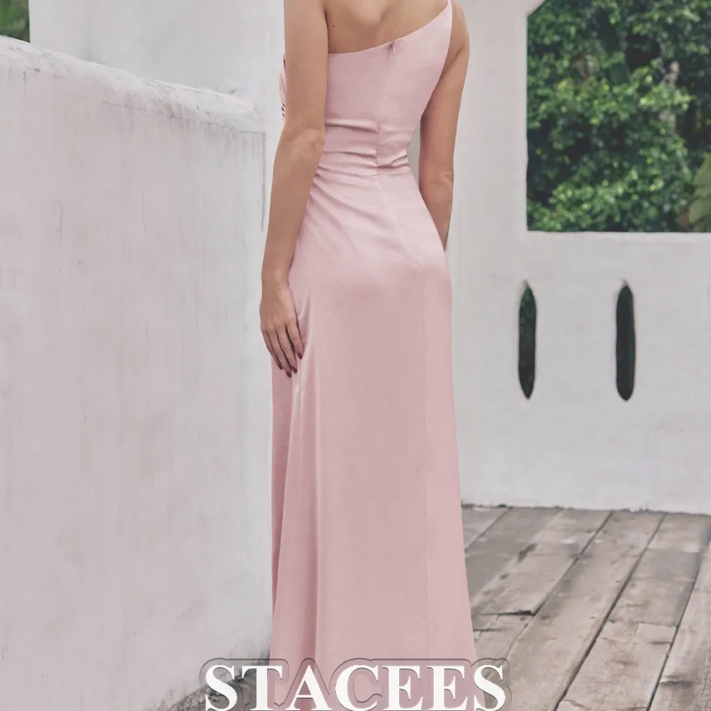 NWT STacees bridesmaid dress one shoulder blushing pink size 8 - Image 2