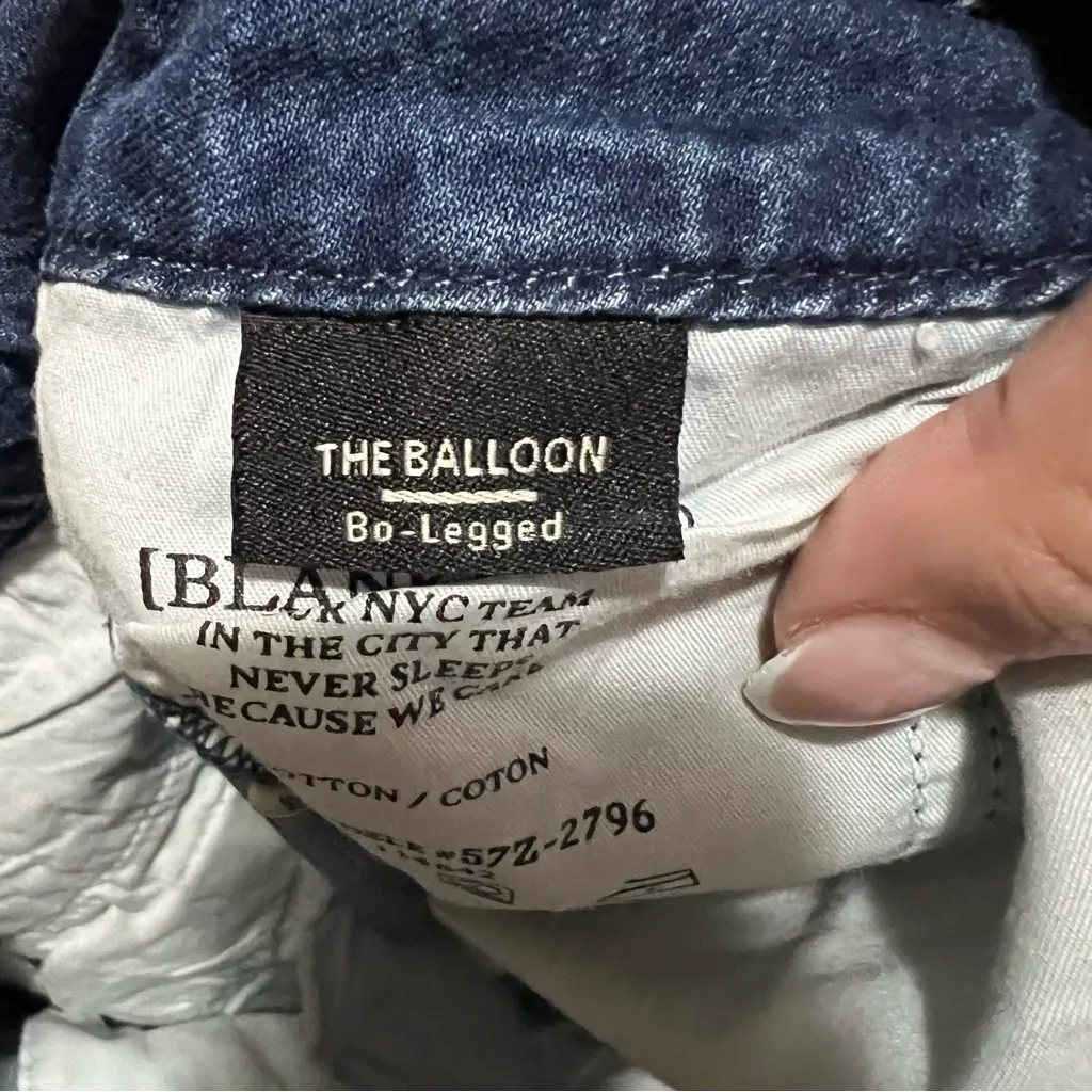 Blank NYC The Balloon Bo Legged High Rise Pleated Flowy Trouser Denim Jeans - Image 9