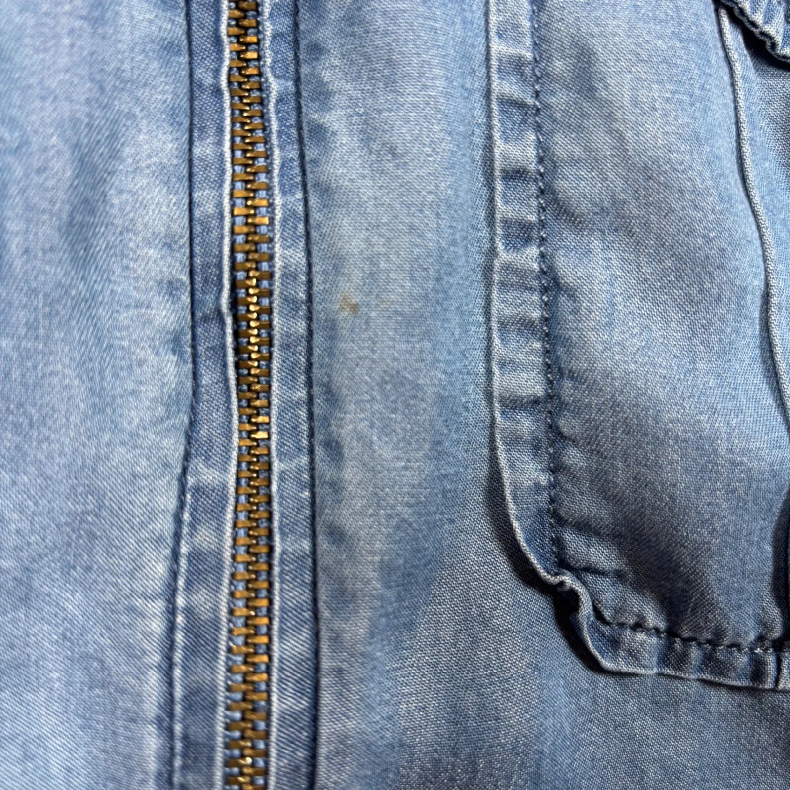 Michael Michael Kors Chambray Zip Front Utility Shirt Womens Size 4 Blue - Image 8