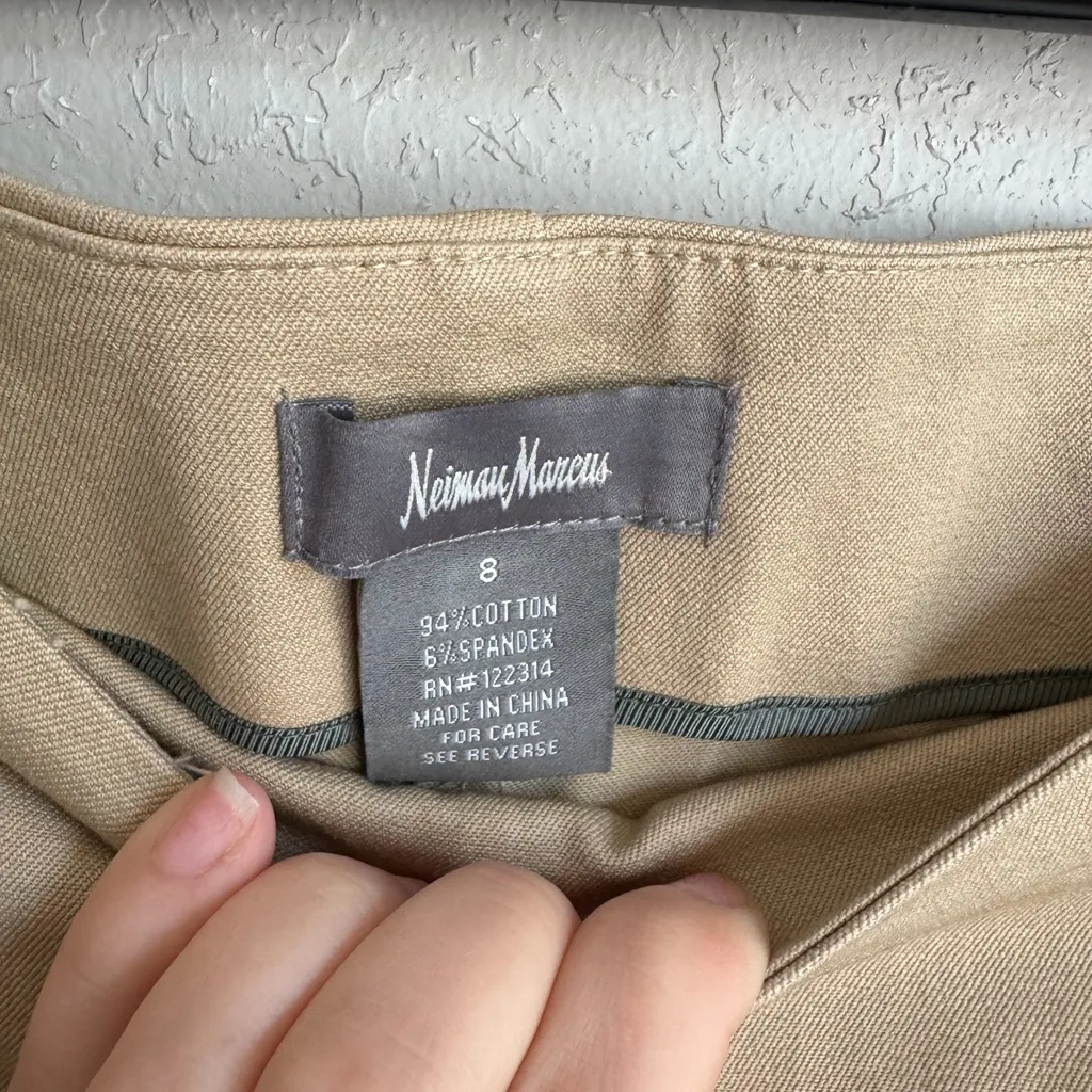 Neiman Marcus Khaki Slim Straight Leg Ponte Zip Side Pants Womens 8 Career - Image 4