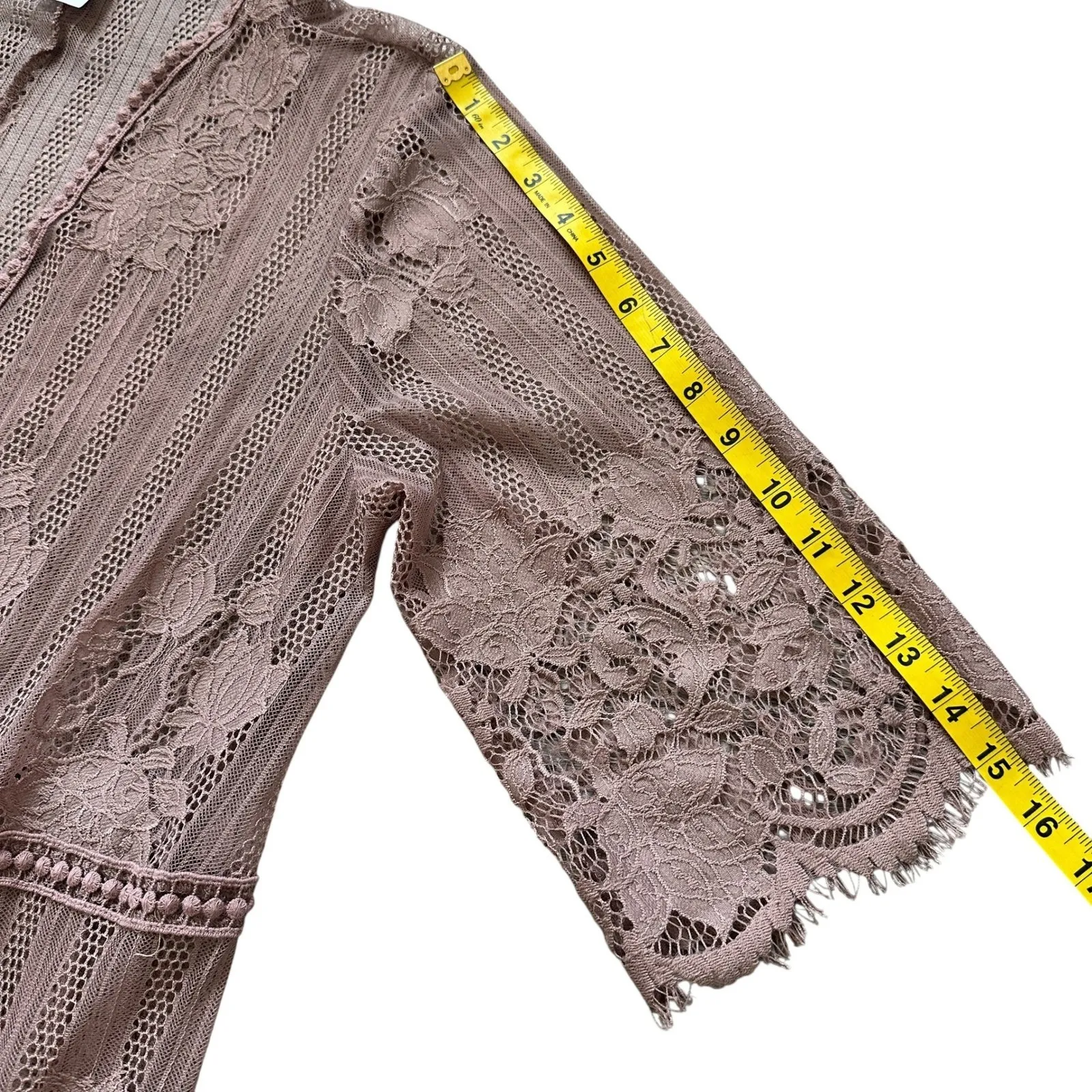 No Boundaries Kimono Blush Pink 2XL‎ Floral Eyelash Lace Romantic Crochet Y2K - Image 9