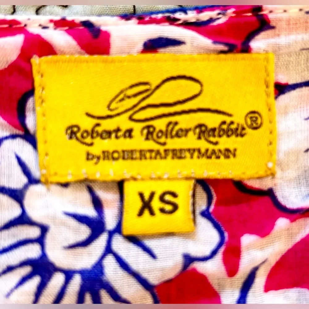 ROBERTA ROLLER RABBIT Embroidered Kurta Freymann Pink/BlueTunic Cover Up Sz XS - Image 9