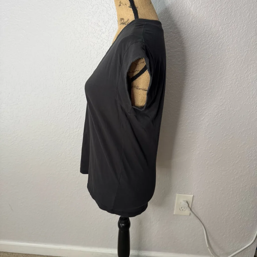 Frame Black Le Mid Rise V Pima Organic Cotton V Neck Short Sleeve Size XS FLAW - Image 8