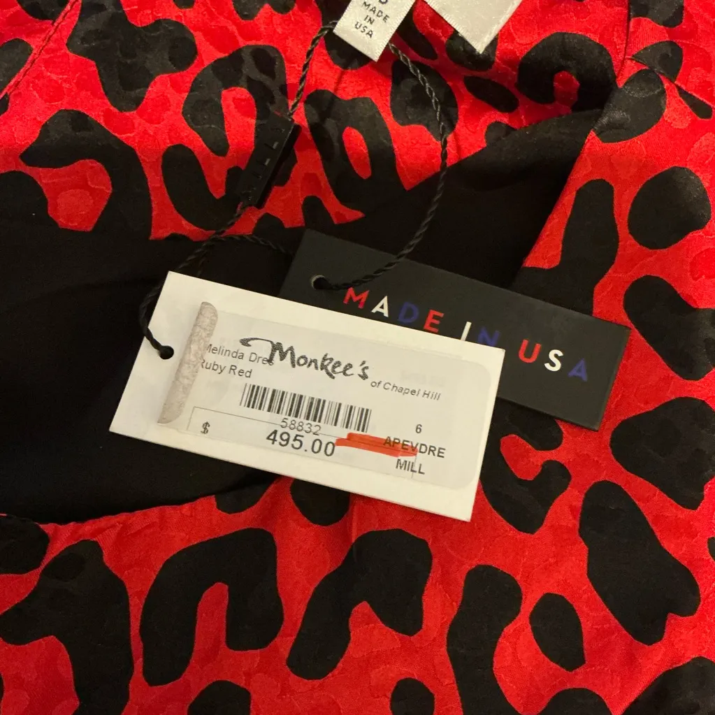 Milly Red and Black Leopard Mini Dress Size 6 - Image 10