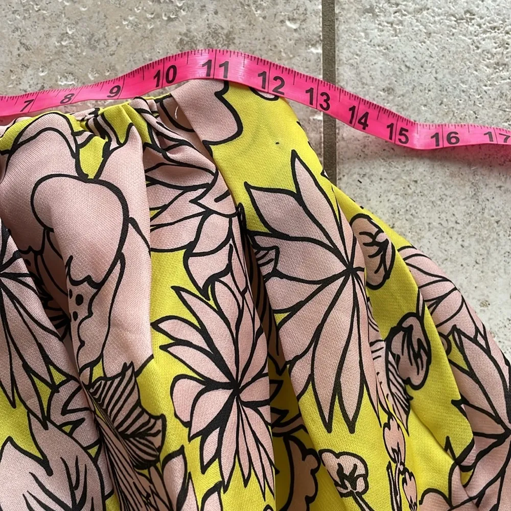 MSGM Floral Pouf Silk Mini Skirt Yellow Size 4 - Image 13