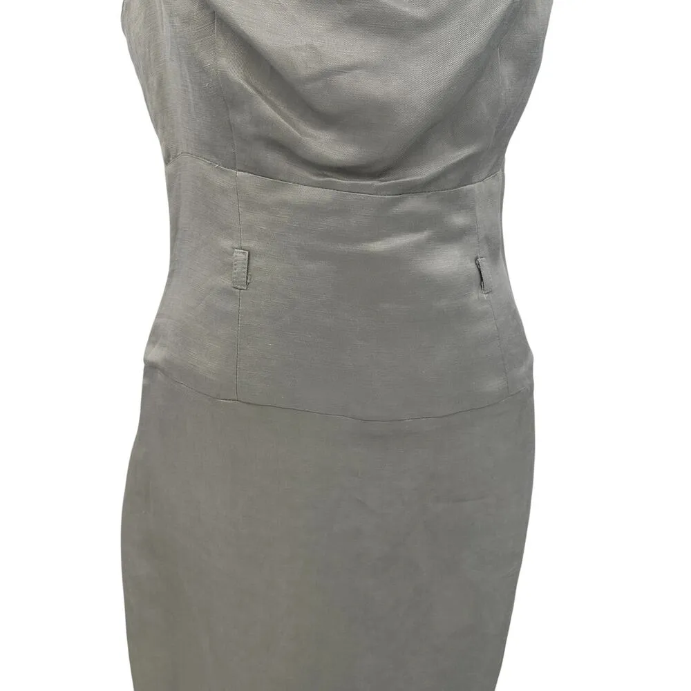 Black Halo Jackie O‎ Sheath Dress Pencil Straight Sleeveless Beige Gray Size 6 - Image 5