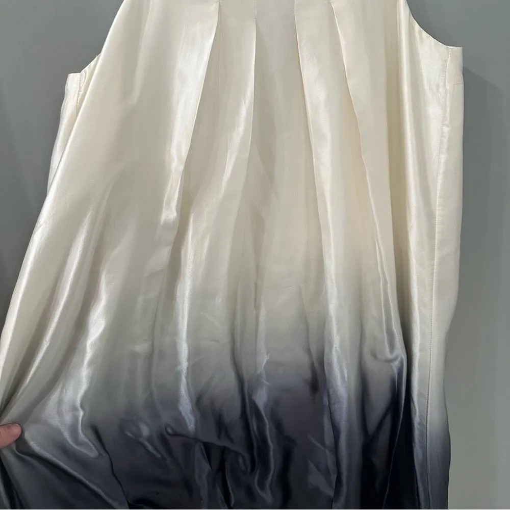 Club Monaco Silk Dress White Black Ombré Bubble Hem Dress Size 10 - Image 2