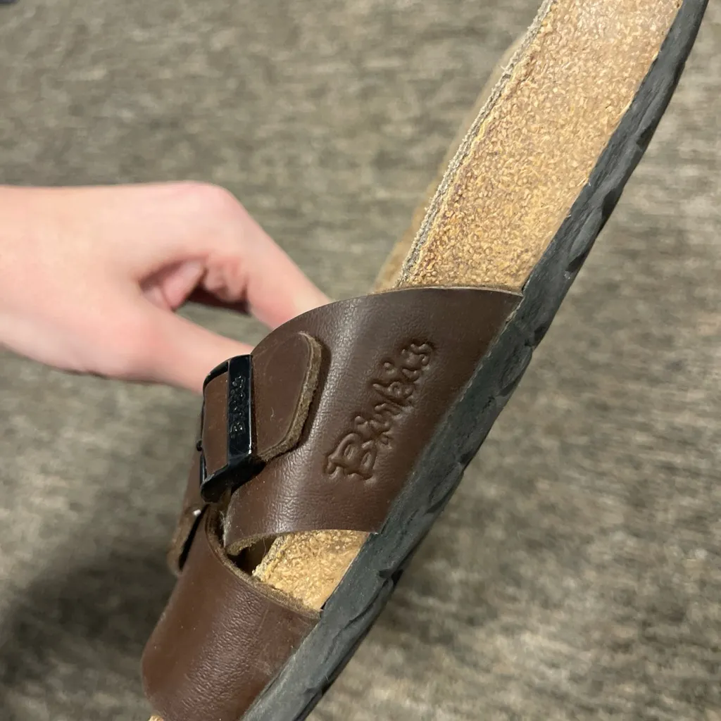 Birki's SANTOSA Cross Strap Slide Sandal  Womens 7 Men’s 5 Color: Brown - Image 3