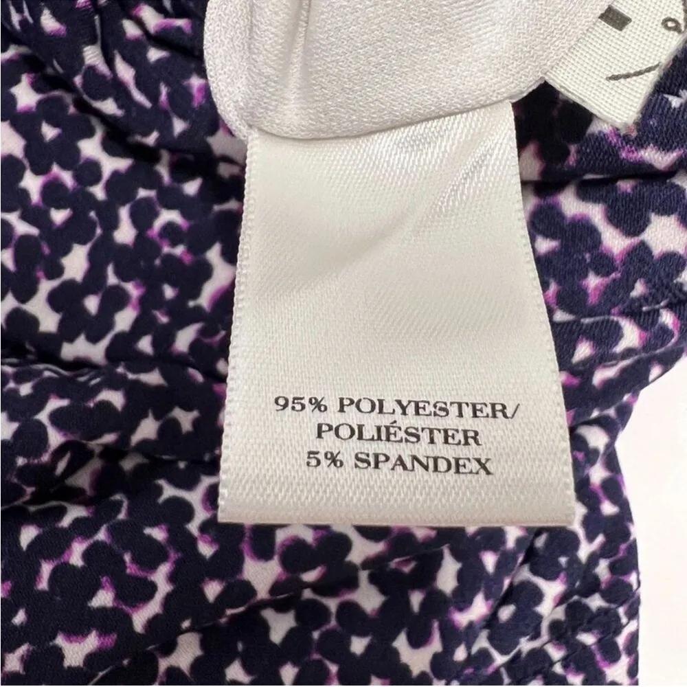 Ann Taylor - Sleeveless Ruched Side Slip Dress in Navy Purple & White Print - Image 9