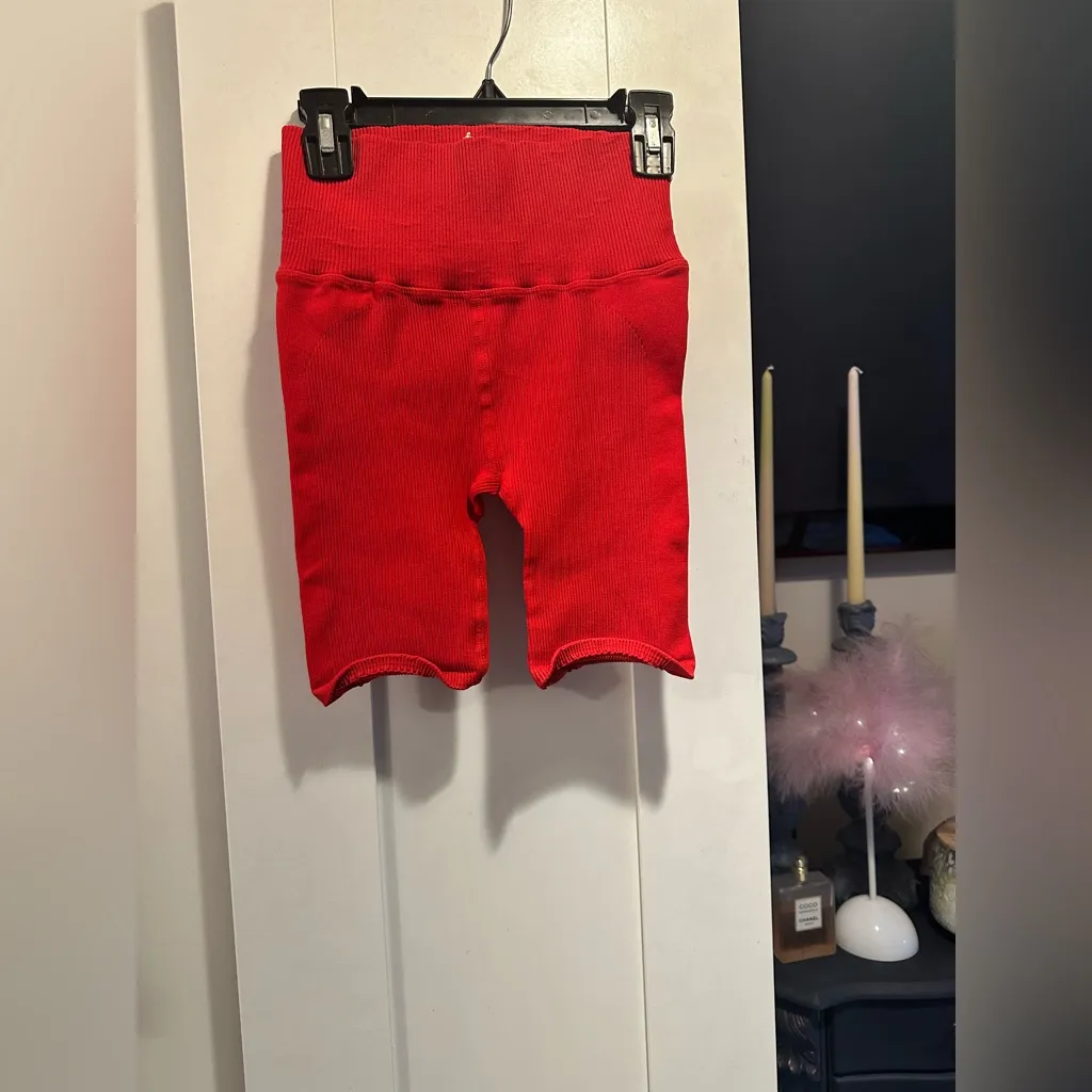 NWOT Free People Movement Good Karma Happiness Runs Ribbed Bike Shorts In Red Size undefined - Image 6