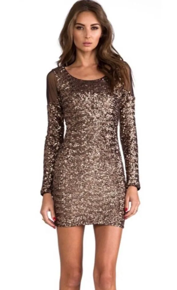new  ᪥ Sequin Body Con Cocktail Mini Dress ᪥ Mesh Panels XS - Image 11