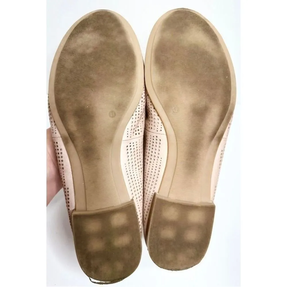 Tamaris Ballet Flats Perforated Leather Bow Accent Slip On Shoes Size 9.5 Tan - Image 8