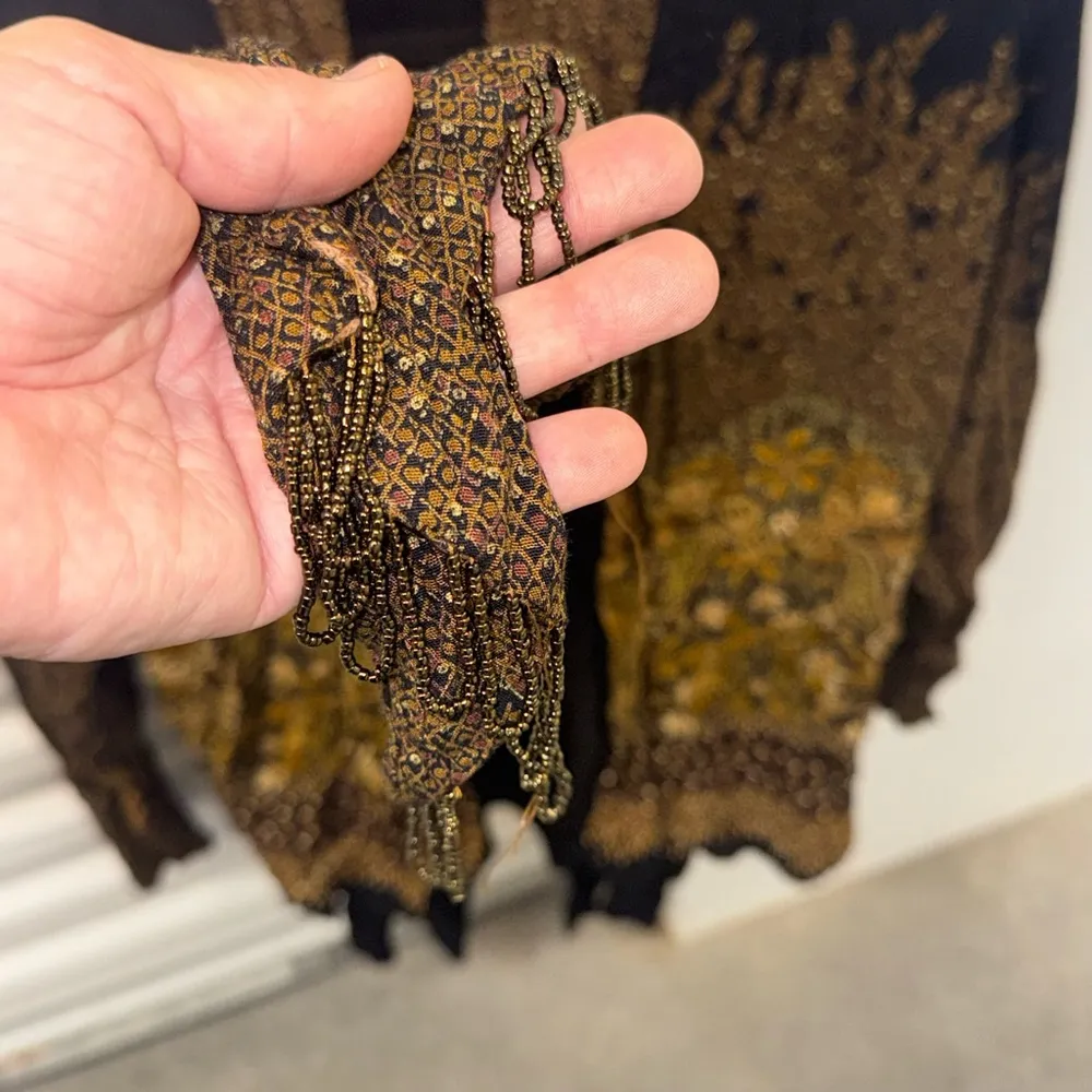 VintagCarole Little Cardigan Jacket Size Med to Laege Black and Gold with Beads - Image 3