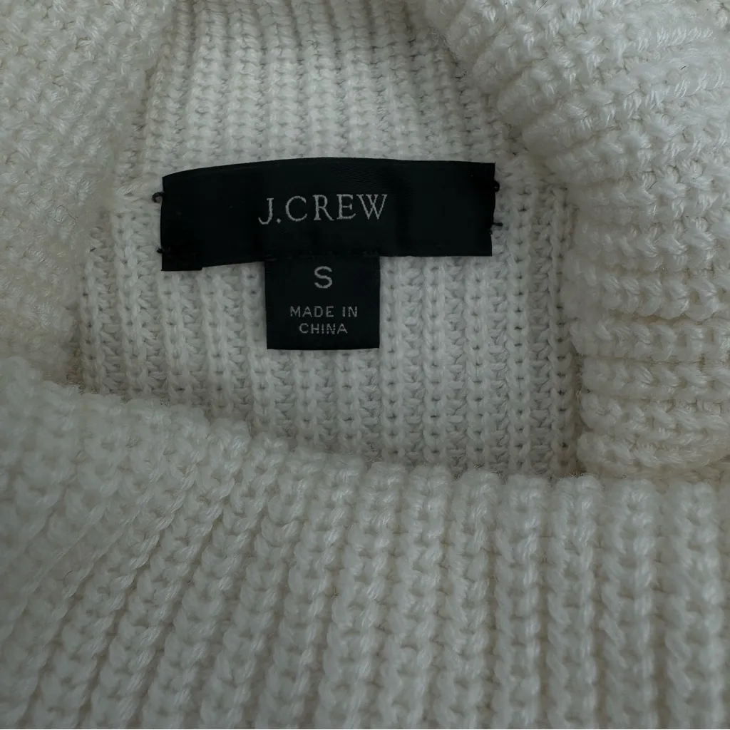 J. Crew Women Ribbed Cotton/Cashmere Blend Turtleneck Relaxed Sweater XS Ivory - Image 6