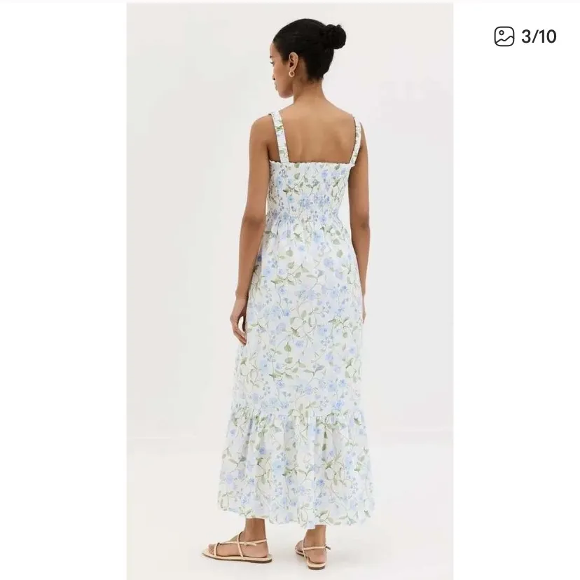 Hill House Home Floral Smocked Anjuli Nap Maxi Dress White 200$ xs fall NWOT - Image 4