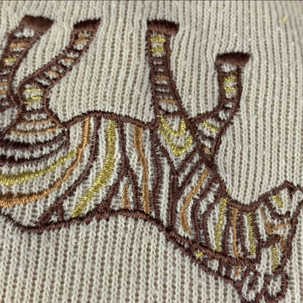 Vintage 80’s brown striped safari theme collar top Brown Size M - Image 5