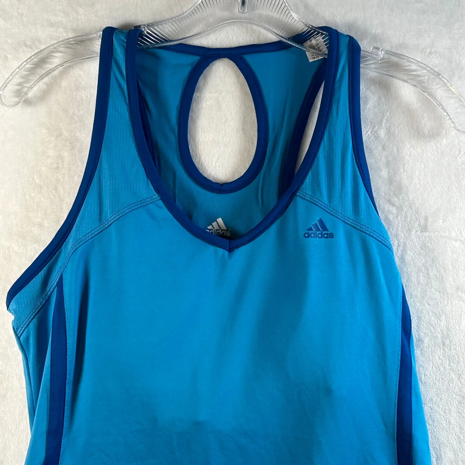Adidas ClimaCool Womens Blue Athletic Tank Top Racerback Keyhole Size L - Image 2