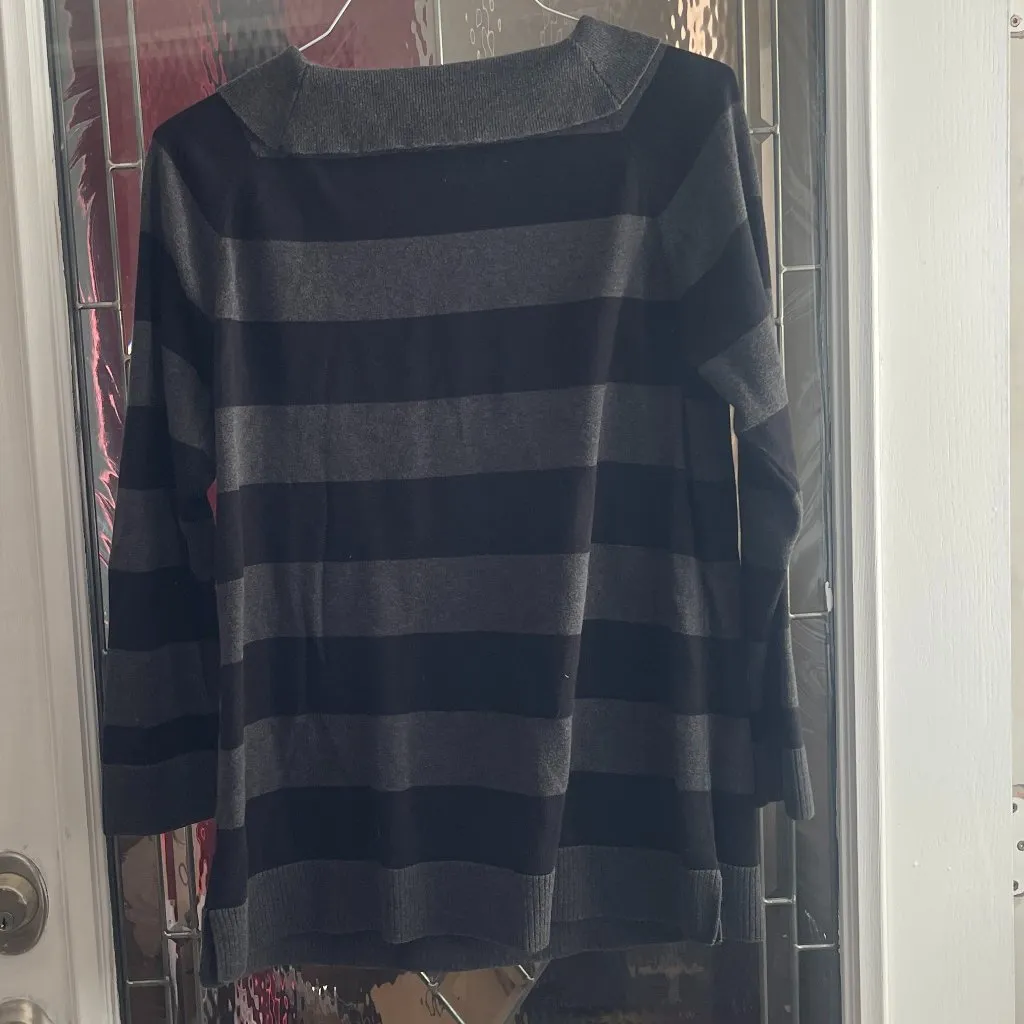 Jeanne Pierre Women's Black & Gray Cowl Neck Pullover Sweater Pockets Size XL - Image 2