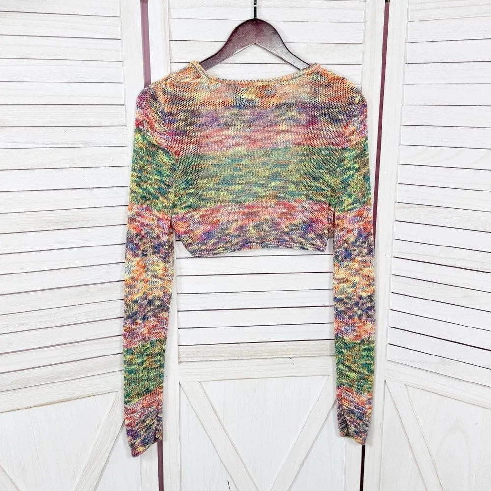 Gabrielle Union‎ Marled Rainbow Knit Shrug Sweater Long Sleeve Multicolor Medium - Image 8