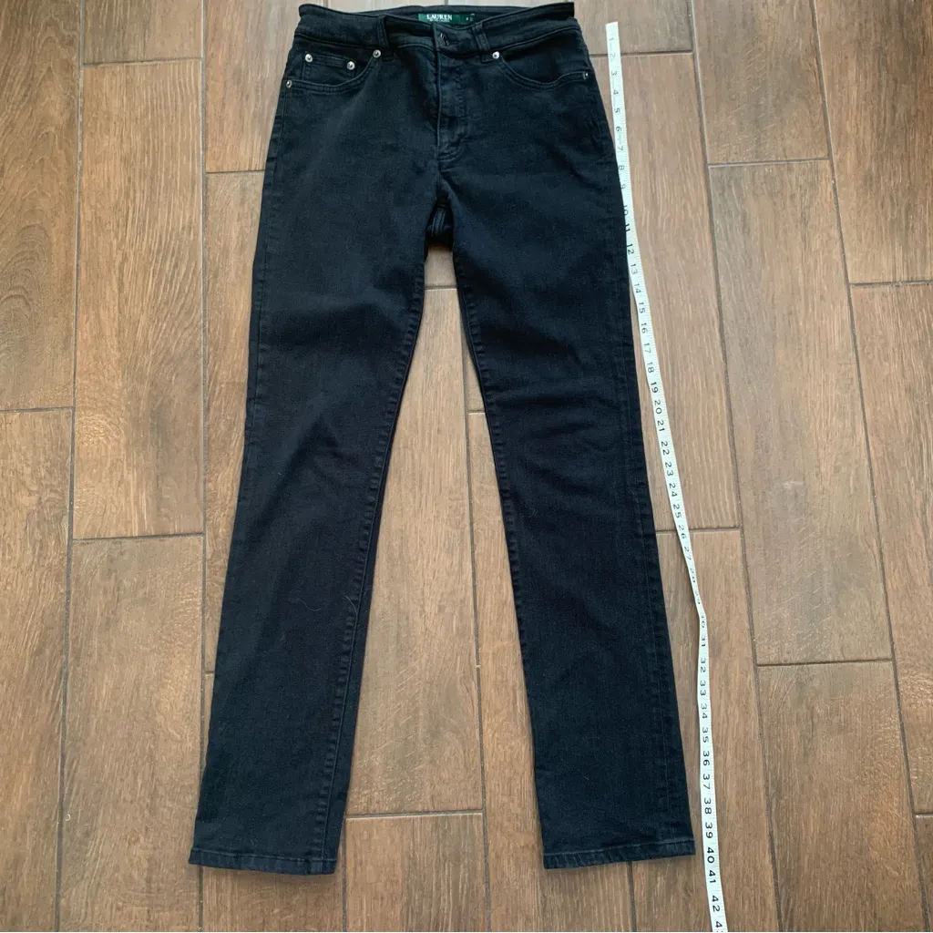 Lauren Ralph Lauren Premier Straight Stretch Black Denim Jeans size 6 - Image 8