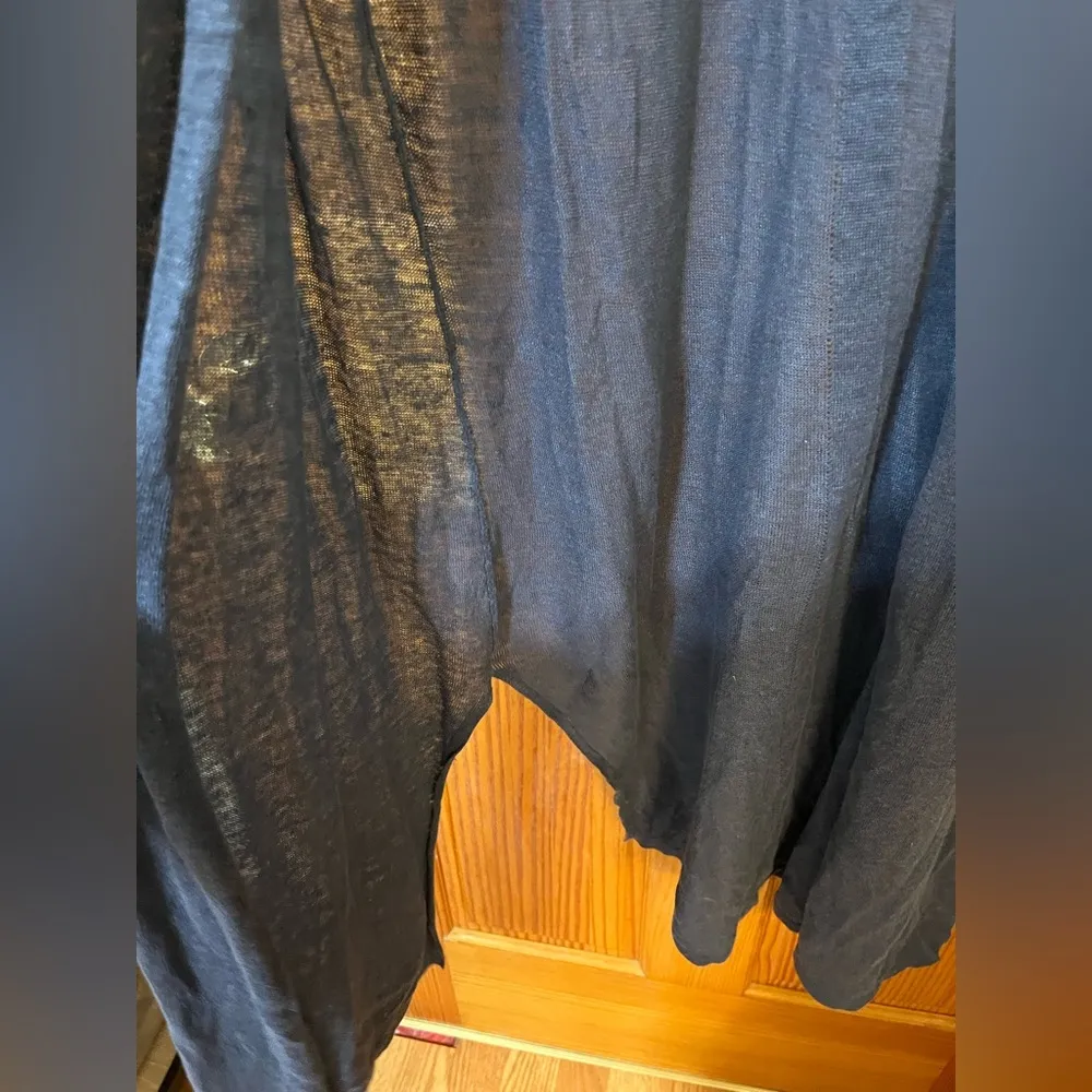 Cynthia Rowley Linen Blue Sleeveless Cardigan Vest - Image 5