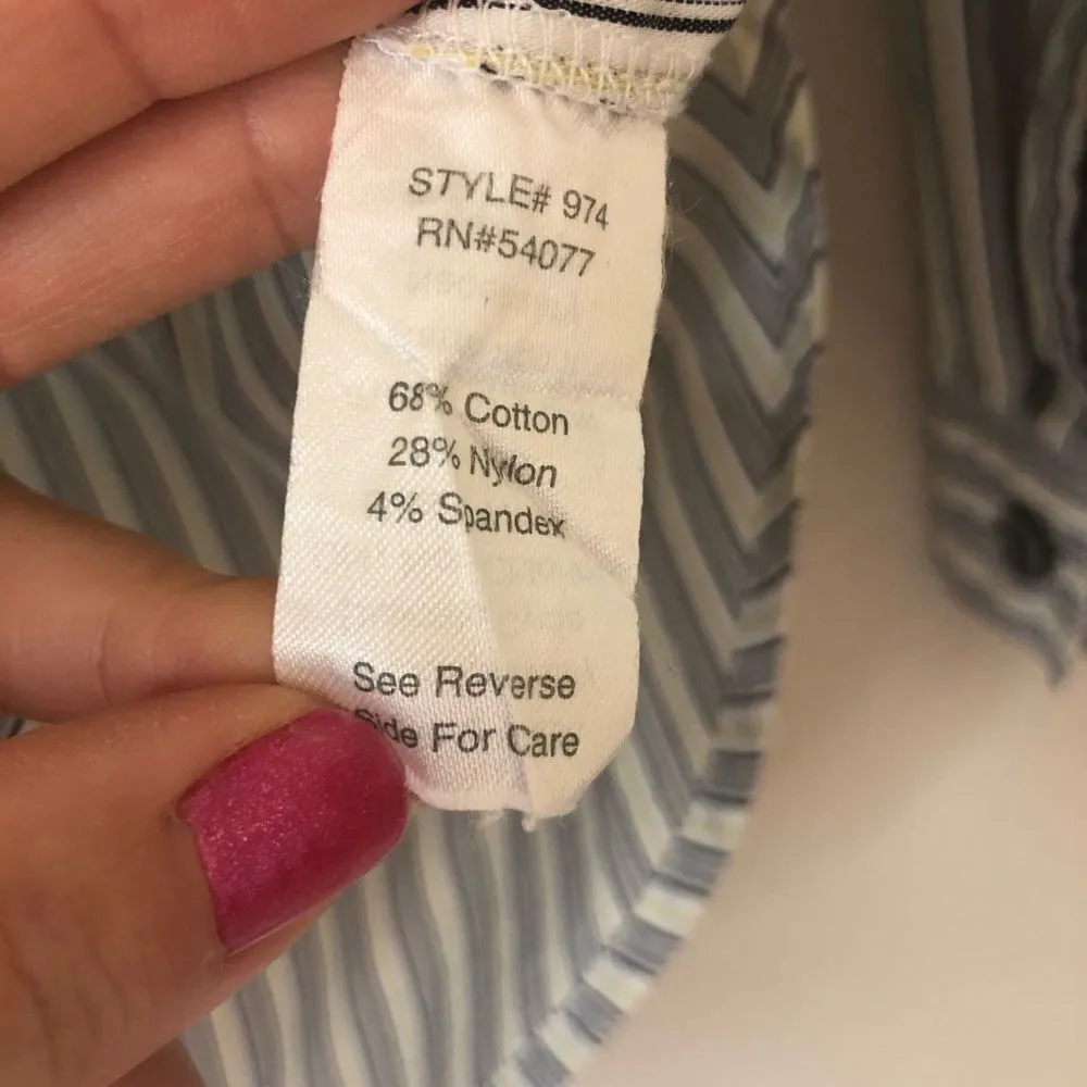 CAbi Pinstripe Cinched Waist Button Down Shirt Size S - Image 8