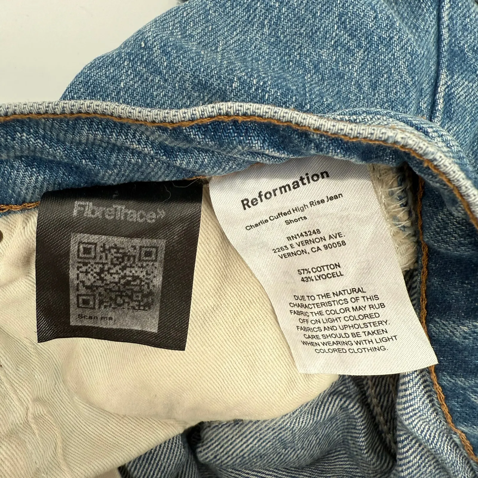 REFORMATION Jean Shorts SZ 29 Charlie Cuff High Rise Denim Ponce Wash Cotton - Image 6