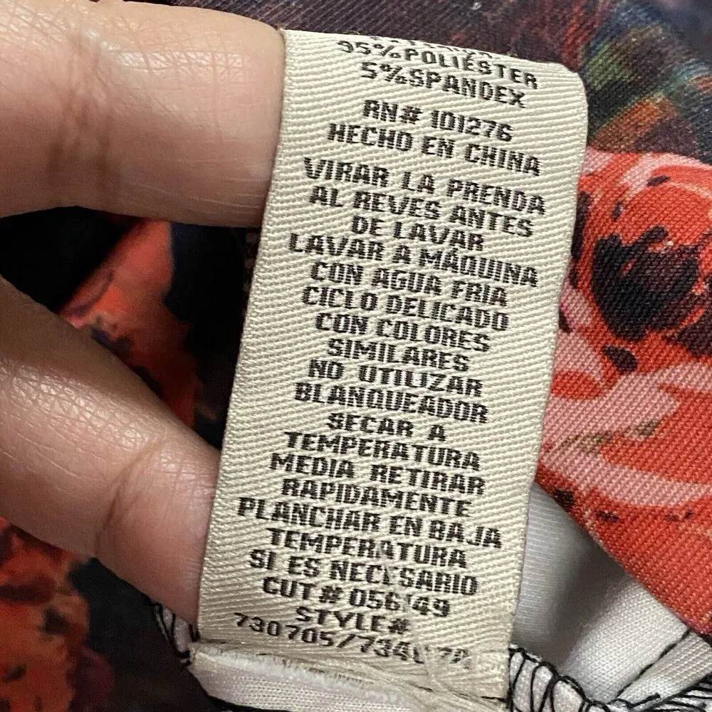 ECI Skirt Women’s Large Scuba Stretch Knit Floral Watercolor Paint Pencil Cut - Image 10