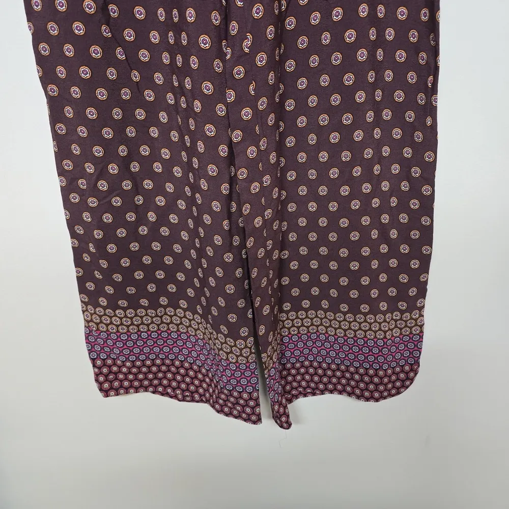 Anthropologie Womens Marsden Wide Leg Pants Size 10 Graphic Abstract Maroon Boho - Image 4