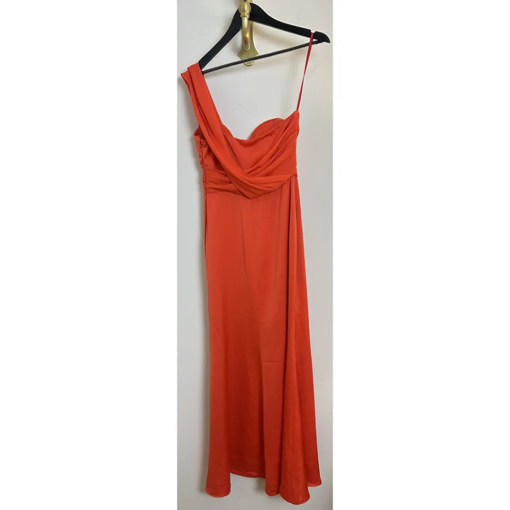 HALSTON Roselle One-Shoulder Cotton Blend Crepe Gown in Orange Spice Size US 2 - Image 5