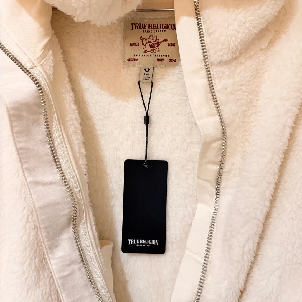 Victorias Secret Pink Sherpa Hoodie Pullover Half Zip Sweater Shirt med NWT - Image 5