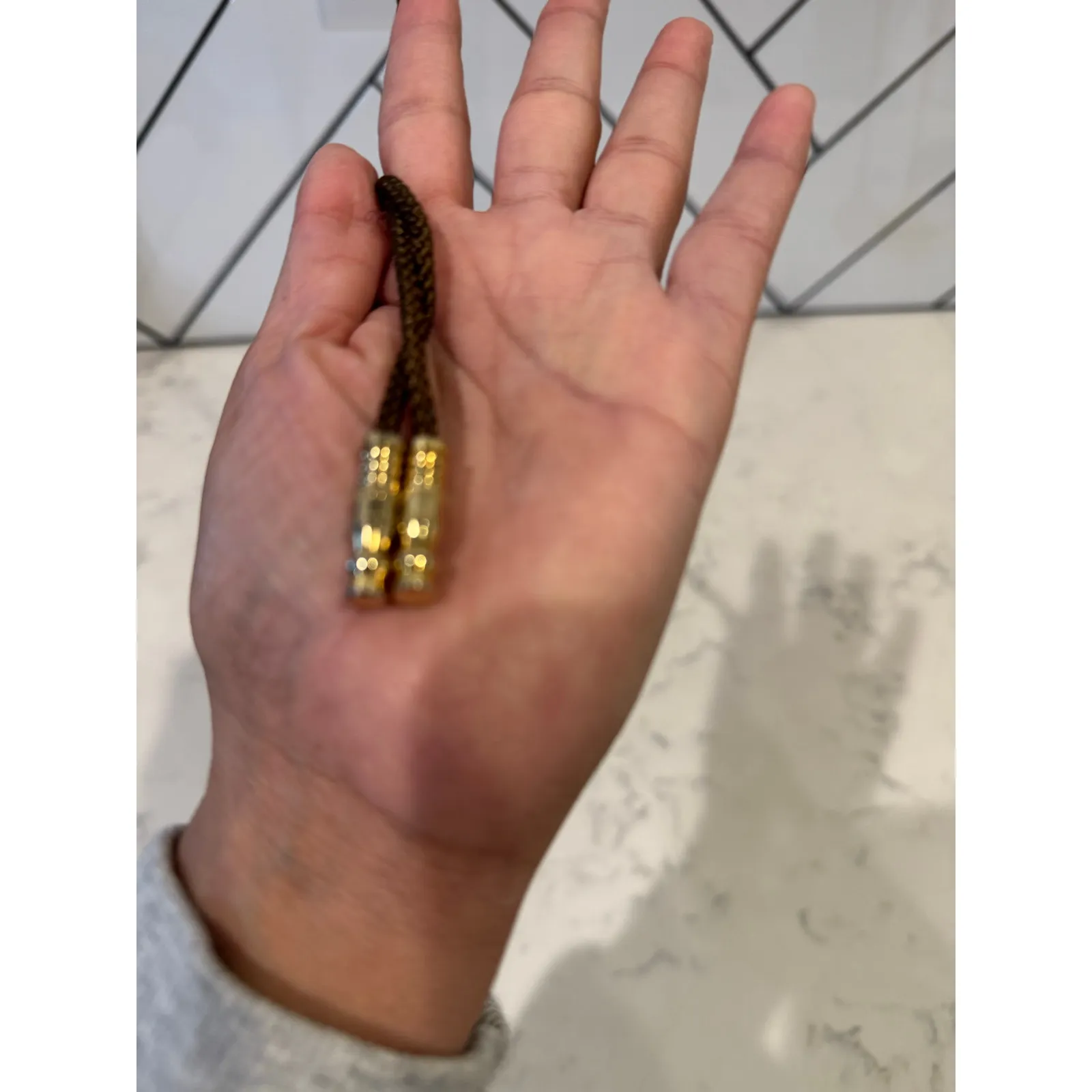 Vintage bolo tie shoestring necktie round polished agate slide western NFR rodeo Brown - Image 5