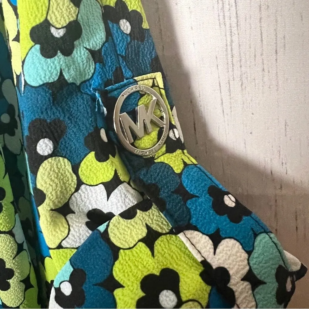 Michael Michael Kors Women's Short Sleeve Limeade Floral Elastic Waist Blouse S - Image 9