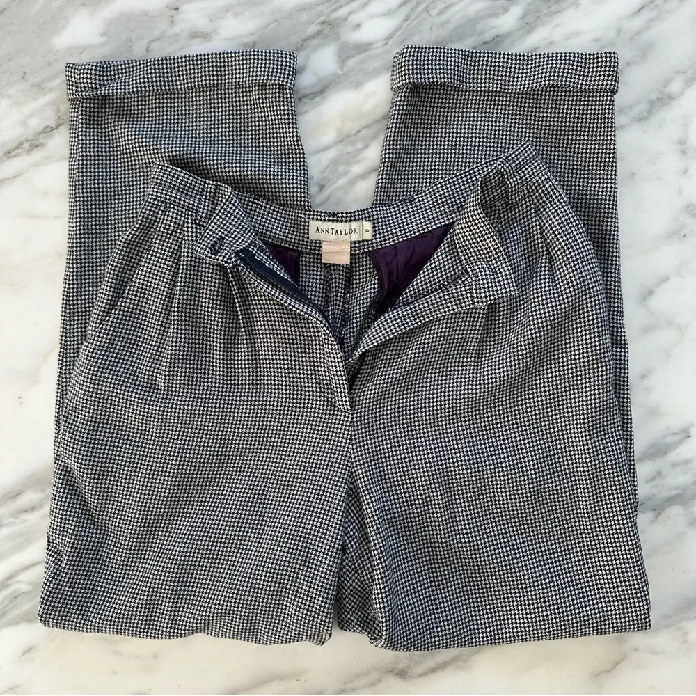 Vintage Ann Taylor Houndstooth Wool Pants - Image 7