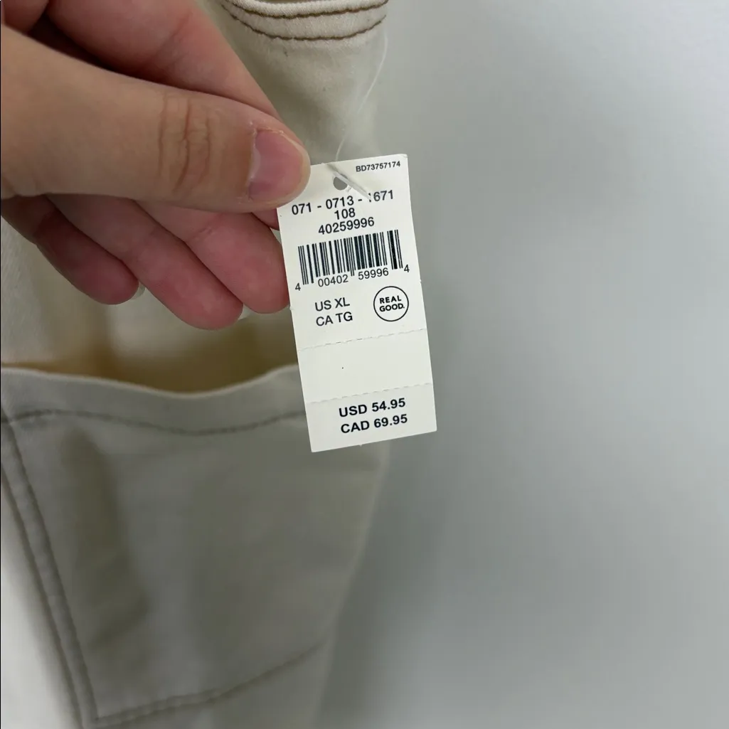 Aerie Denim Shortalls Cream Overalls Women's Size XL New Square Neck Pockets - Image 6
