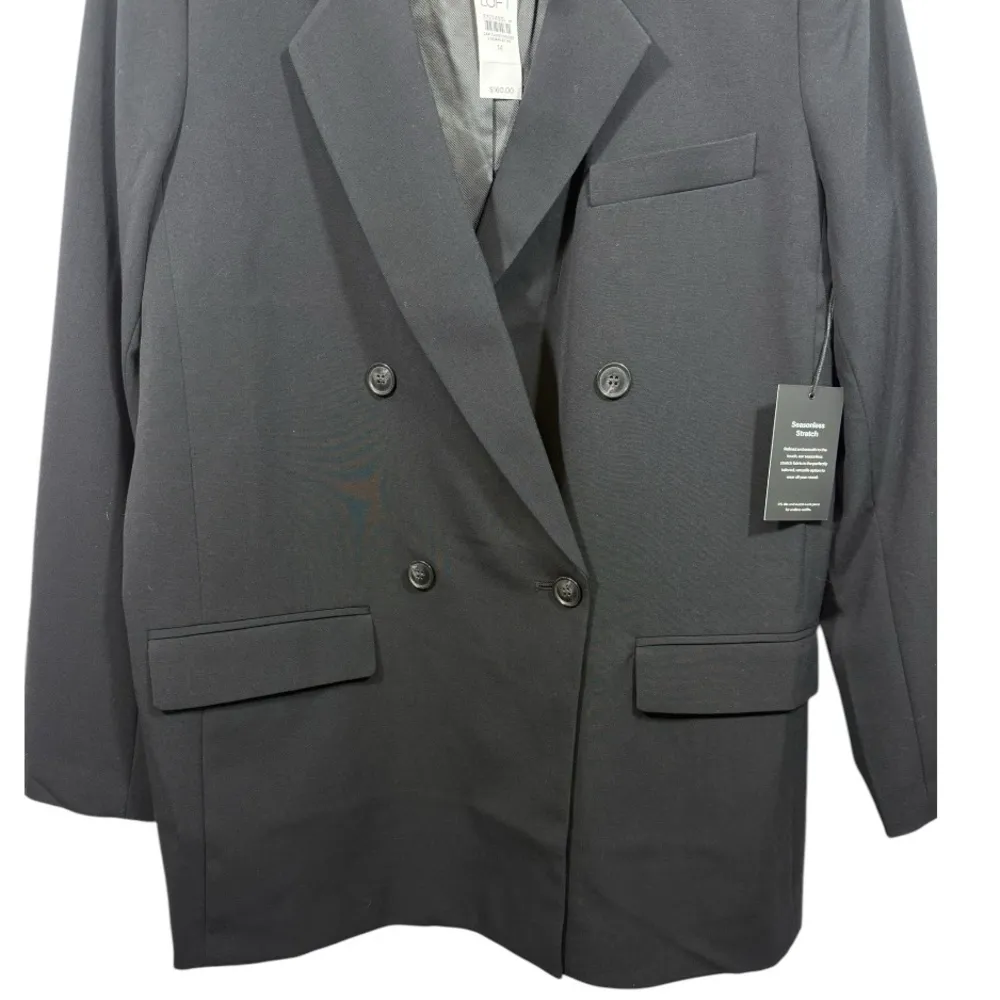 NWT LOFT‎ Versa Seasonless Stretch Double Breasted Blazer Black 14 - Image 12